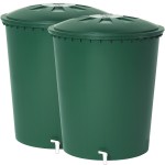 OUTLET Okrągłe zbiorniki na deszczówkę Round 210L zielone - Zestaw 2 sztuki