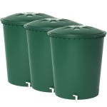 OUTLET Okrągłe zbiorniki na deszczówkę Round 210L zielone - Zestaw 3 sztuki