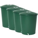 OUTLET Okrągłe zbiorniki na deszczówkę Round 210L zielone - Zestaw 4 sztuki