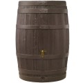 Dekoracyjny zbiornik na deszczówkę w formie rustykalnej beczki na wino, pojemność 250 litrów.